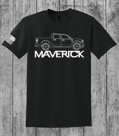 Ford Maverick 2025 - Outlined Silhouette T-Shirt w/ American Flag