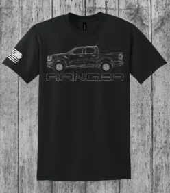 Ford Ranger - Outlined Silhouette T-Shirt w/ American Flag