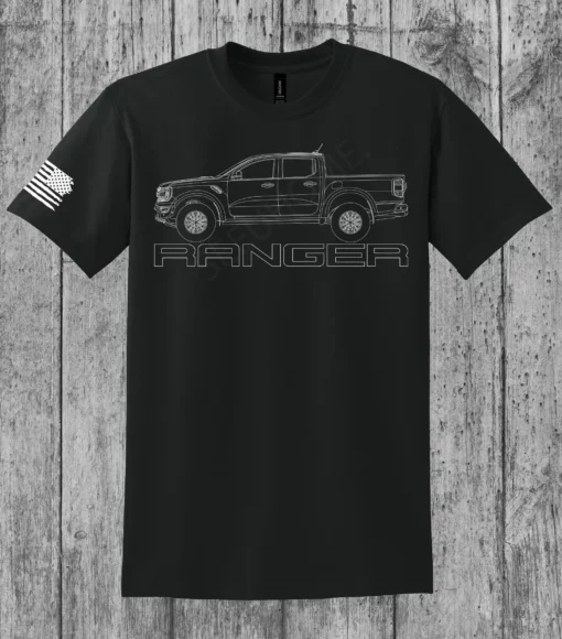 Ford Ranger - Outlined Silhouette T-Shirt w/ American Flag