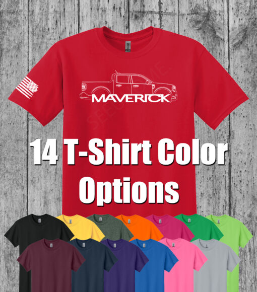 Ford Maverick 2025 - Outlined Silhouette T-Shirt w/ American Flag